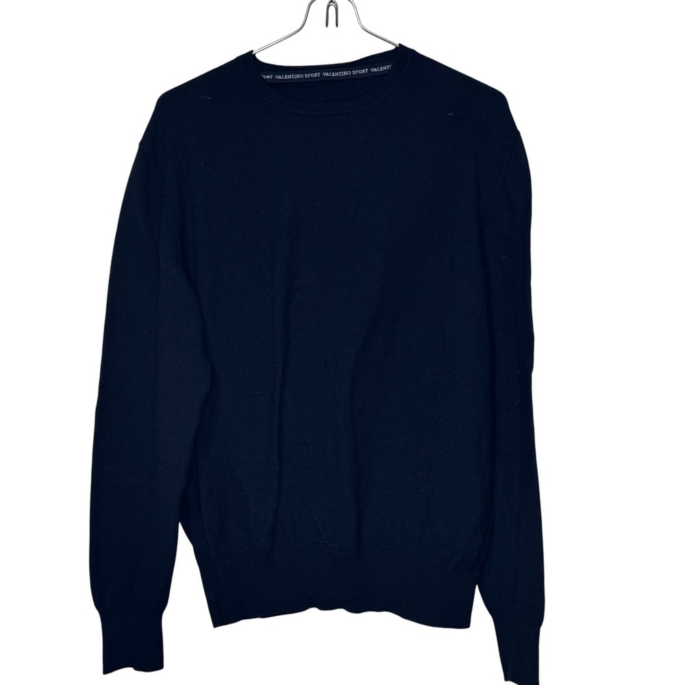 Valentino Sport Men's‎ Sweater Long Sleeve Knit Wool Blend Pullover Black Medium